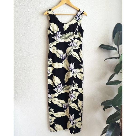 VTG Tommy Bahama Womens Silk Hawaiian Maxi Dress Size 2 Floral Tropical Beach - Picture 1 of 9